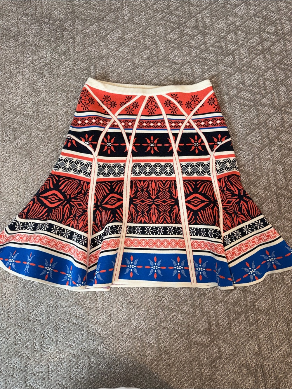 Diane Von Furstenberg Coral, Navy & Blue Circle Skirt